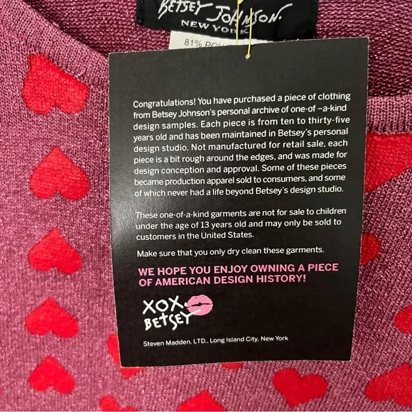 Vintage Betsey Johnson Heart Print Top - Picture 3 of 6